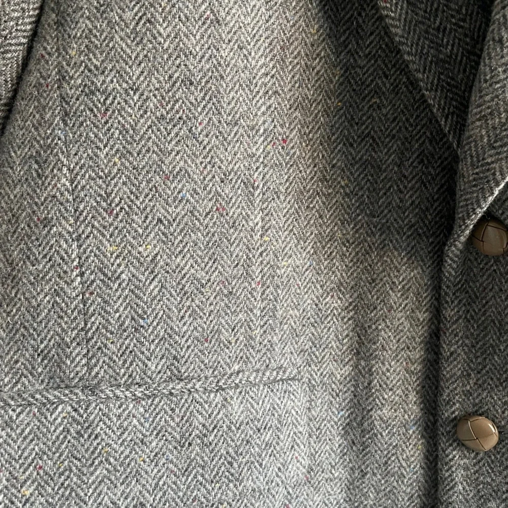 Farah Clothing Co Men's Herringbone Tweed‎ Blazer Sport Coat 100% Wool 42R Grey